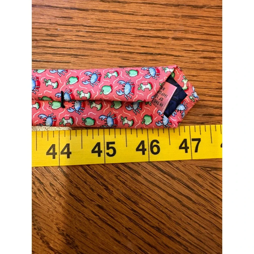 Vineyard Vines Silk Tie Kids OS Pink Blue Crab Green Apple Nautical Preppy